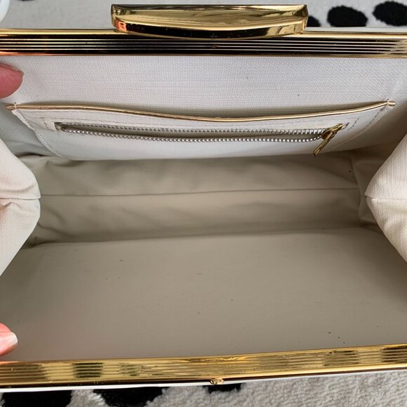 Vintage 50s Vinyl Faux Leather Top Handle Shoulder Bag Retro Handbag Purse - Picture 7 of 15